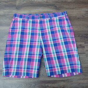 Brooks Brothers Mens Size 36 Bermuda Shorts Cotton Pink Blue Plaid